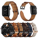 Classic Cowhide Genuine Leather Watch Band For Apple Watch Ultra 49mm / Series 8&7 45mm / SE 2&6&SE&5&4 44mm / 3&2&1 42mm(Beige)