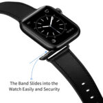 Classic Cowhide Genuine Leather Watch Band For Apple Watch Series 8&7 41mm / SE 2&6&SE&5&4 40mm / 3&2&1 38mm(Black)