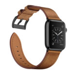 Classic Cowhide Genuine Leather Watch Band For Apple Watch Series 8&7 41mm / SE 2&6&SE&5&4 40mm / 3&2&1 38mm(Red Brown)