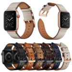 Classic Cowhide Genuine Leather Watch Band For Apple Watch Series 8&7 41mm / SE 2&6&SE&5&4 40mm / 3&2&1 38mm(Beige)