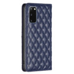 For Samsung Galaxy S20 Diamond Lattice Magnetic Leather Flip Phone Case(Blue)