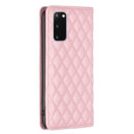 For Samsung Galaxy S20 Diamond Lattice Magnetic Leather Flip Phone Case(Pink)