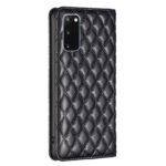 For Samsung Galaxy S20 Diamond Lattice Magnetic Leather Flip Phone Case(Black)