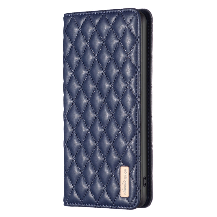 For Samsung Galaxy S22 Ultra 5G Diamond Lattice Magnetic Leather Flip Phone Case(Blue)