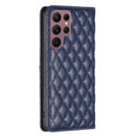 For Samsung Galaxy S22 Ultra 5G Diamond Lattice Magnetic Leather Flip Phone Case(Blue)