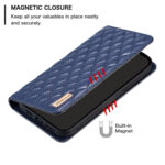 For Samsung Galaxy S22 Ultra 5G Diamond Lattice Magnetic Leather Flip Phone Case(Blue)