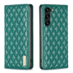 For Samsung Galaxy S23+ 5G Diamond Lattice Magnetic Leather Flip Phone Case(Green)