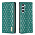 For Samsung Galaxy S23 5G Diamond Lattice Magnetic Leather Flip Phone Case(Green)