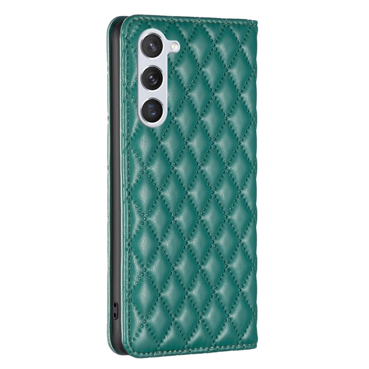 For Samsung Galaxy S23 5G Diamond Lattice Magnetic Leather Flip Phone Case(Green)