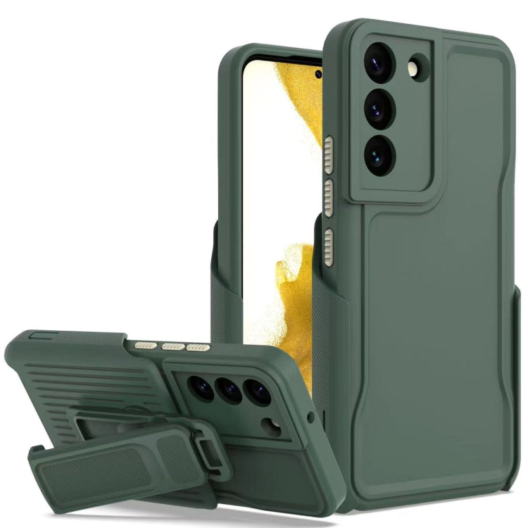 For Samsung Galaxy S23+ 5G Explorer Series Back Clip Holder PC Phone Case(Dark Green)