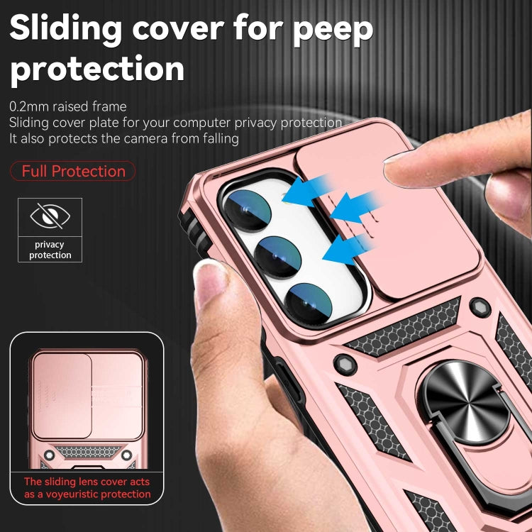 For Samsung Galaxy S23+ 5G Sliding Camshield Holder Phone Case(Rose Gold)