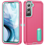 For Samsung Galaxy S23 5G 3 in 1 Rugged Holder Phone Case(Pink+Blue)