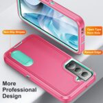 For Samsung Galaxy S23 5G 3 in 1 Rugged Holder Phone Case(Pink+Blue)