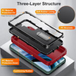 For Samsung Galaxy S23 5G 3 in 1 Rugged Holder Phone Case(Red+Black)