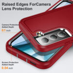 For Samsung Galaxy S23 5G 3 in 1 Rugged Holder Phone Case(Red+Black)