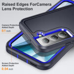 For Samsung Galaxy S23 5G 3 in 1 Rugged Holder Phone Case(Dark Blue+Sapphire Blue)