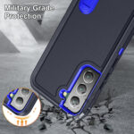 For Samsung Galaxy S23 5G 3 in 1 Rugged Holder Phone Case(Dark Blue+Sapphire Blue)