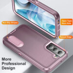 For Samsung Galaxy S23 5G 3 in 1 Rugged Holder Phone Case(Purple+Pink)