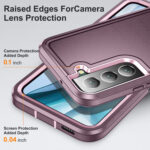 For Samsung Galaxy S23 5G 3 in 1 Rugged Holder Phone Case(Purple+Pink)