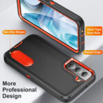 For Samsung Galaxy S23+ 5G 3 in 1 Rugged Holder Phone Case(Black+Orange)