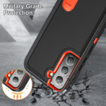 For Samsung Galaxy S23+ 5G 3 in 1 Rugged Holder Phone Case(Black+Orange)