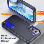 For Samsung Galaxy S23+ 5G 3 in 1 Rugged Holder Phone Case(Dark Blue+Sapphire Blue)