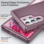 For Samsung Galaxy S23 ultra 5G 3 in 1 Rugged Holder Phone Case(Purple+Pink)