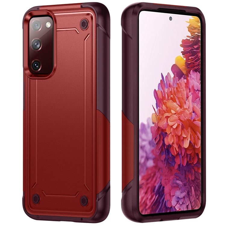 For Samsung Galaxy S20 / S20 FE 5G 2 in 1 Soft TPU Hard PC Phone Case(Red Rose Red)
