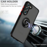 For Samsung Galaxy S23 5G Q Shadow I Ring Kickstand PC and TPU Hybrid Phone Case(Black)