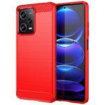 For Xiaomi Redmi Note 12 Pro China Brushed Texture Carbon Fiber TPU Case(Red)