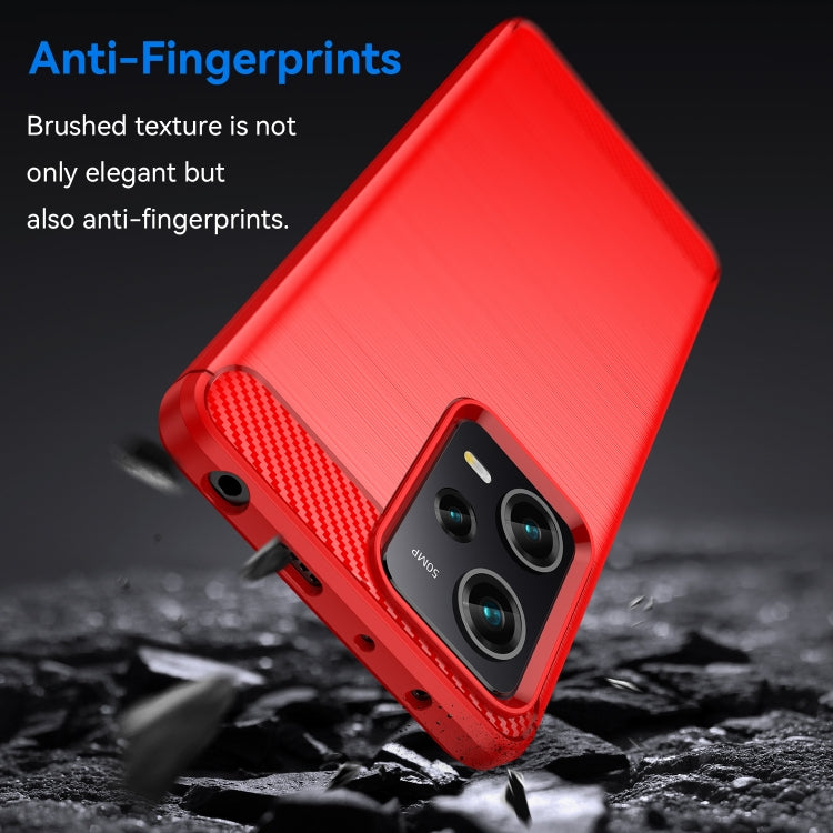 For Xiaomi Redmi Note 12 Pro China Brushed Texture Carbon Fiber TPU Case(Red)