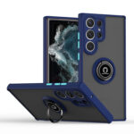 For Samsung Galaxy S23 Ultra 5G Q Shadow I Ring Holder PC and TPU Hybrid Phone Case(Royal Blue)