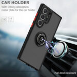 For Samsung Galaxy S23 Ultra 5G Q Shadow I Ring Holder PC and TPU Hybrid Phone Case(Black)