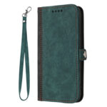 For Samsung Galaxy S20 FE Side Buckle Double Fold Hand Strap Leather Phone Case(Dark Green)