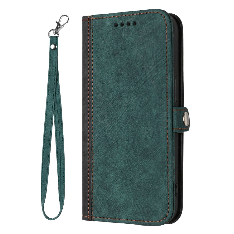 For Samsung Galaxy S23 5G Side Buckle Double Fold Hand Strap Leather Phone Case(Dark Green)