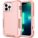 For iPhone 12 Pro Max 3 in 1 PC + TPU Shockproof Phone Case(Pink)