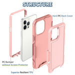 For iPhone 12 Pro Max 3 in 1 PC + TPU Shockproof Phone Case(Pink)