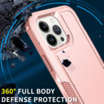 For iPhone 12 Pro Max 3 in 1 PC + TPU Shockproof Phone Case(Pink)