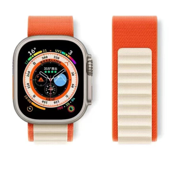 Breathable Two-color Nylon Watch Band For Apple Watch Ultra 49mm / Series 8&7 45mm / SE 2&6&SE&5&4 44mm / 3&2&1 42mm(Orange)