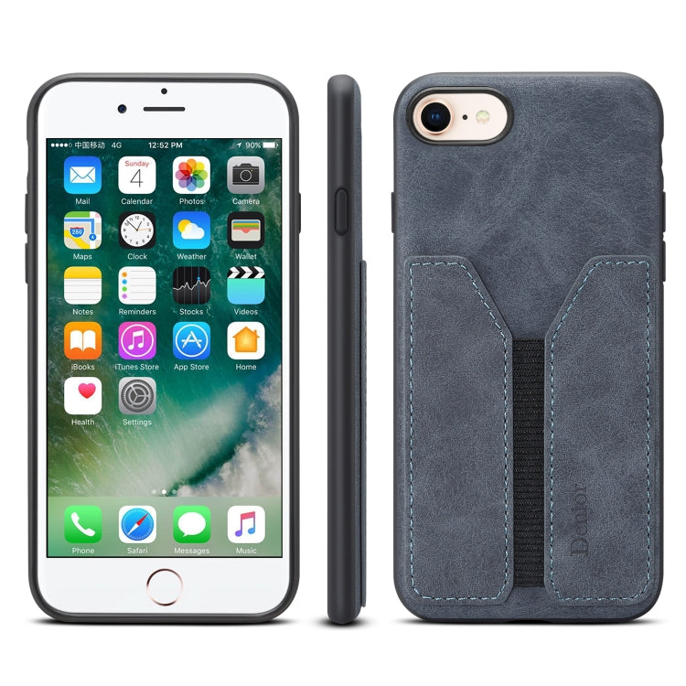 For iPhone SE 2022 / SE 2020 / 7 / 8 Denior DV Elastic Card PU Back Cover Phone Case(Grey)