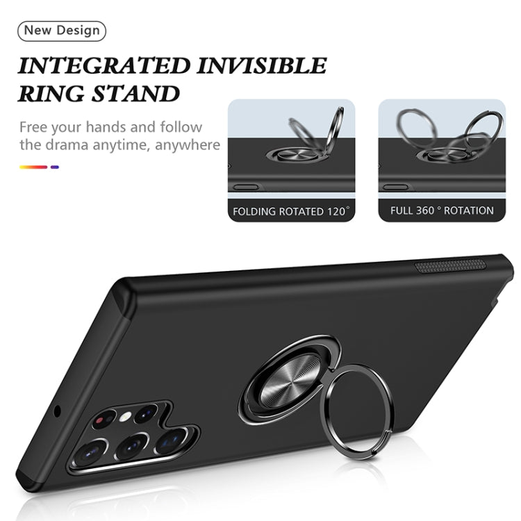 For Samsung Galaxy S22 Ultra 5G PC + TPU Magnetic Phone Case with Invisible Ring Holder(Black)