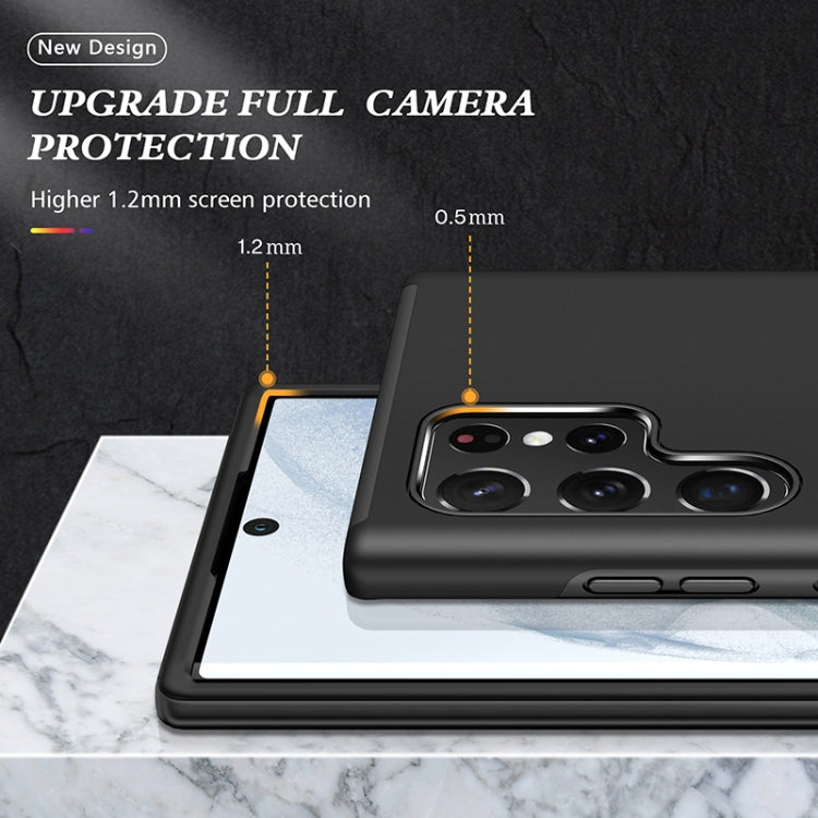 For Samsung Galaxy S22 Ultra 5G PC + TPU Magnetic Phone Case with Invisible Ring Holder(Black)