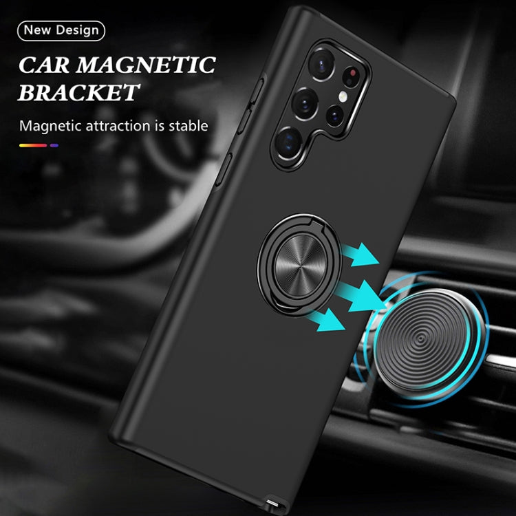 For Samsung Galaxy S22 Ultra 5G PC + TPU Magnetic Phone Case with Invisible Ring Holder(Black)