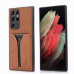 For Samsung Galaxy S22 Ultra 5G Denior DV Elastic Card PU Back Cover Phone Case(Brown)