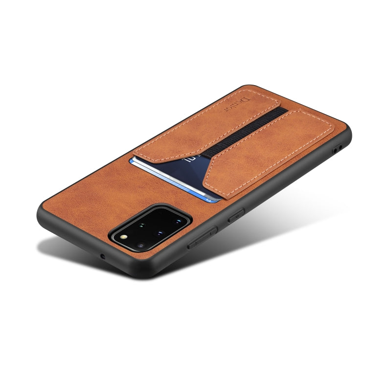 For Samsung Galaxy S20 Denior DV Elastic Card PU Back Cover Phone Case(Brown)