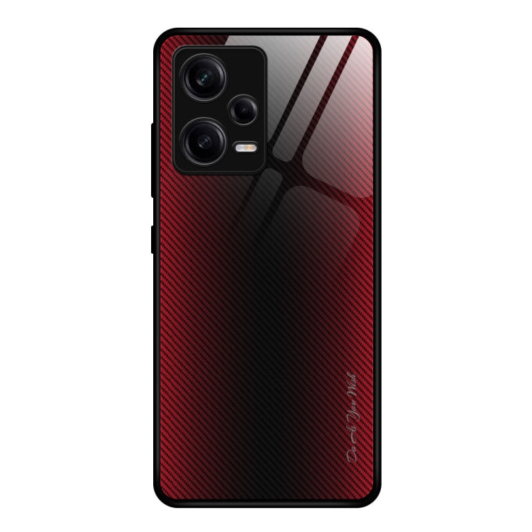 For Xiaomi Redmi Note 12 Pro China Texture Gradient Glass TPU Phone Case(Red)