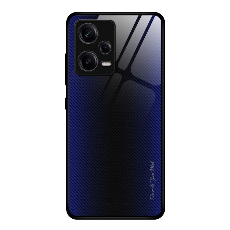 For Xiaomi Redmi Note 12 Pro China Texture Gradient Glass TPU Phone Case(Dark Blue)