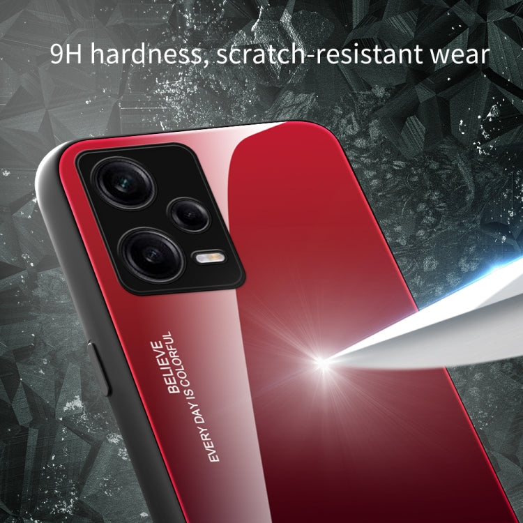 For Xiaomi Redmi Note 12 Pro China Gradient Color Glass Phone Case(Purple Red)