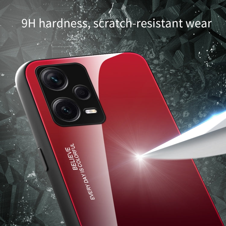 For Xiaomi Redmi Note 12 Pro+ China Gradient Color Glass Phone Case(Red Black)