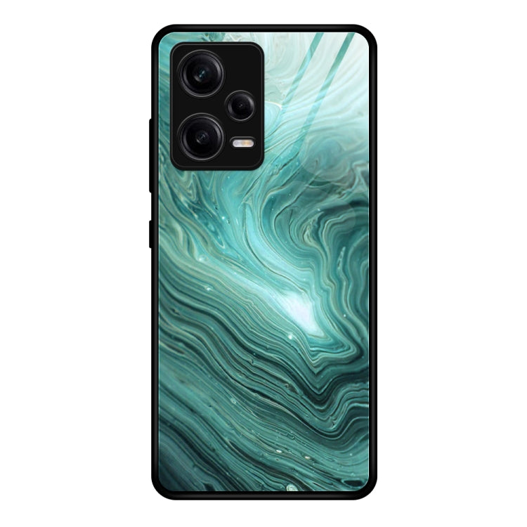 For Xiaomi Redmi Note 12 Pro China Marble Pattern Glass Phone Case(Water Waves)